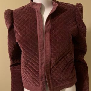 Burgundy structured jacket.